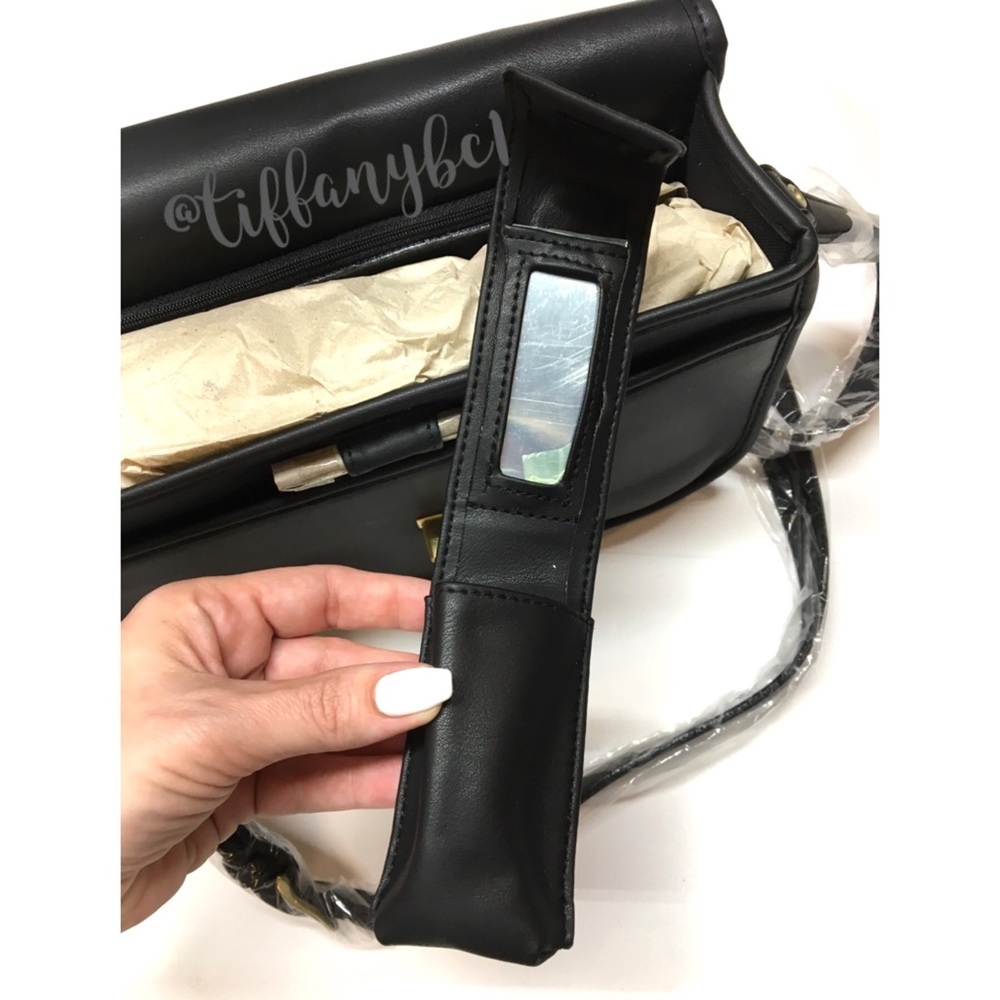 Soft Front Flap Shoulder Bag Faux Leather Black - Picture 11 of 15